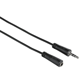 Hama Audio Extension Cable, 3.5mm Jack Plug, 3m (Other Lengths Available) - Black