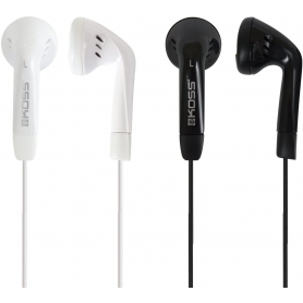 Koss In-Ear Stereo Heaphones (3.5 mm Jack) for iMac/Laptop/iPhone/iPad/iPod/MP3 Players/Samsung/Smartphones - White|Black
