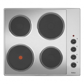Amica 60cm Four Zone Solid Plate Electric Hob - Stainless Steel