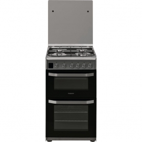Hotpoint 50cm Double Oven Gas Cooker - Stainless Steel - 1