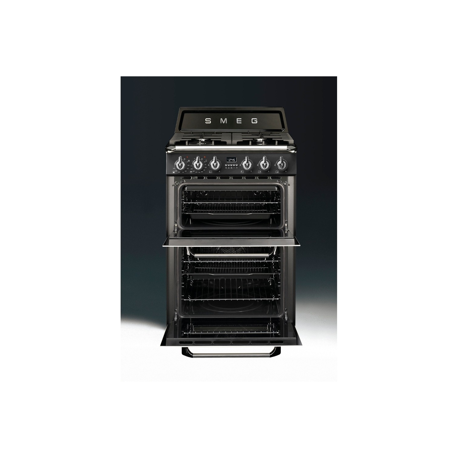Smeg 60cm Victoria Double Oven Dual Fuel Cooker - Black - 2