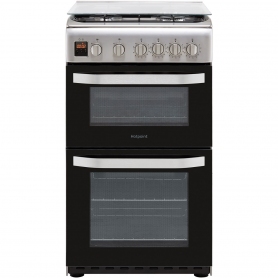 Hotpoint 50cm Double Oven Gas Cooker - Stainless Steel