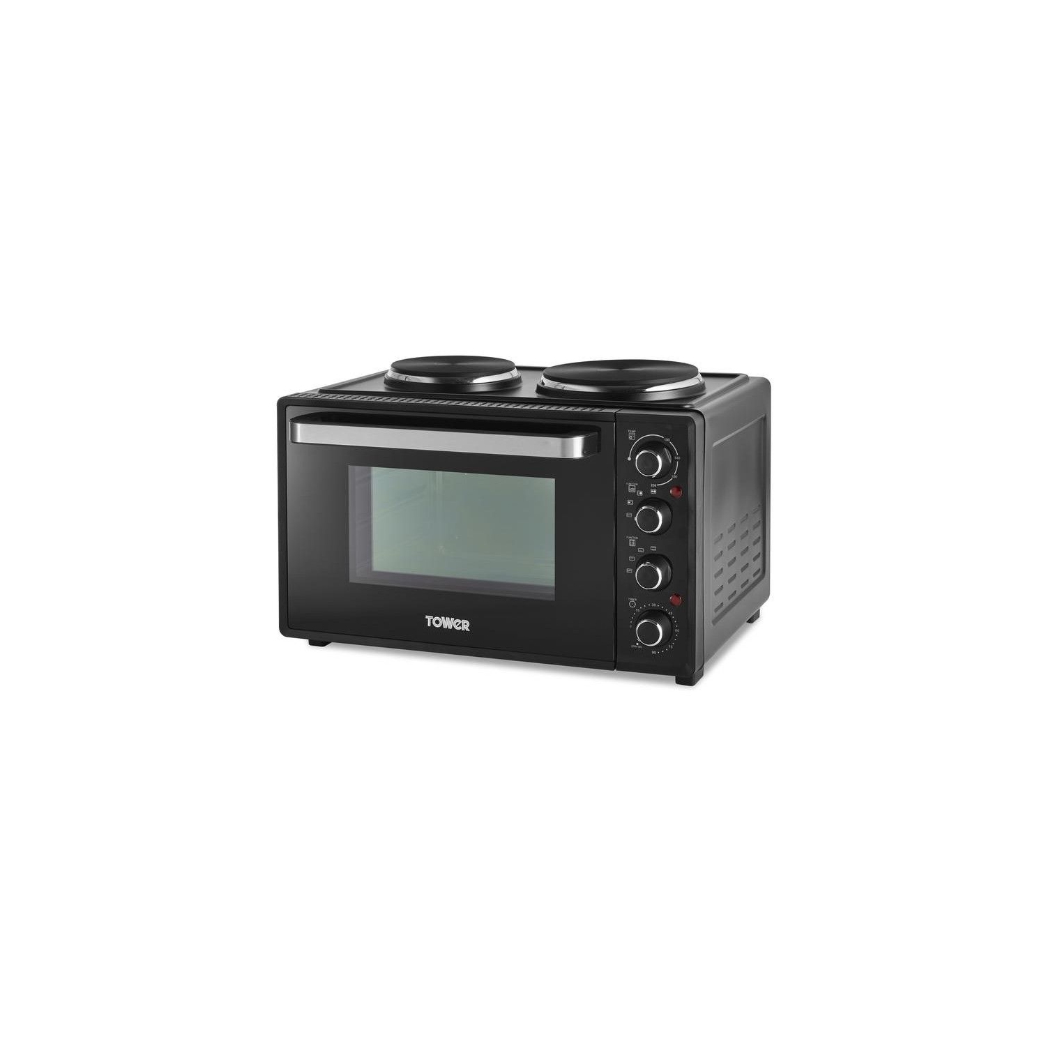 Tower Table Top Mini Oven with Hotplates - Black - 0