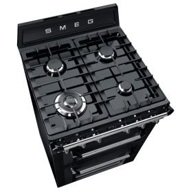 Smeg 60cm Victoria Double Oven Dual Fuel Cooker - Black - 1