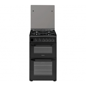HOTPOINT 50cm Double Oven Gas Cooker - Black